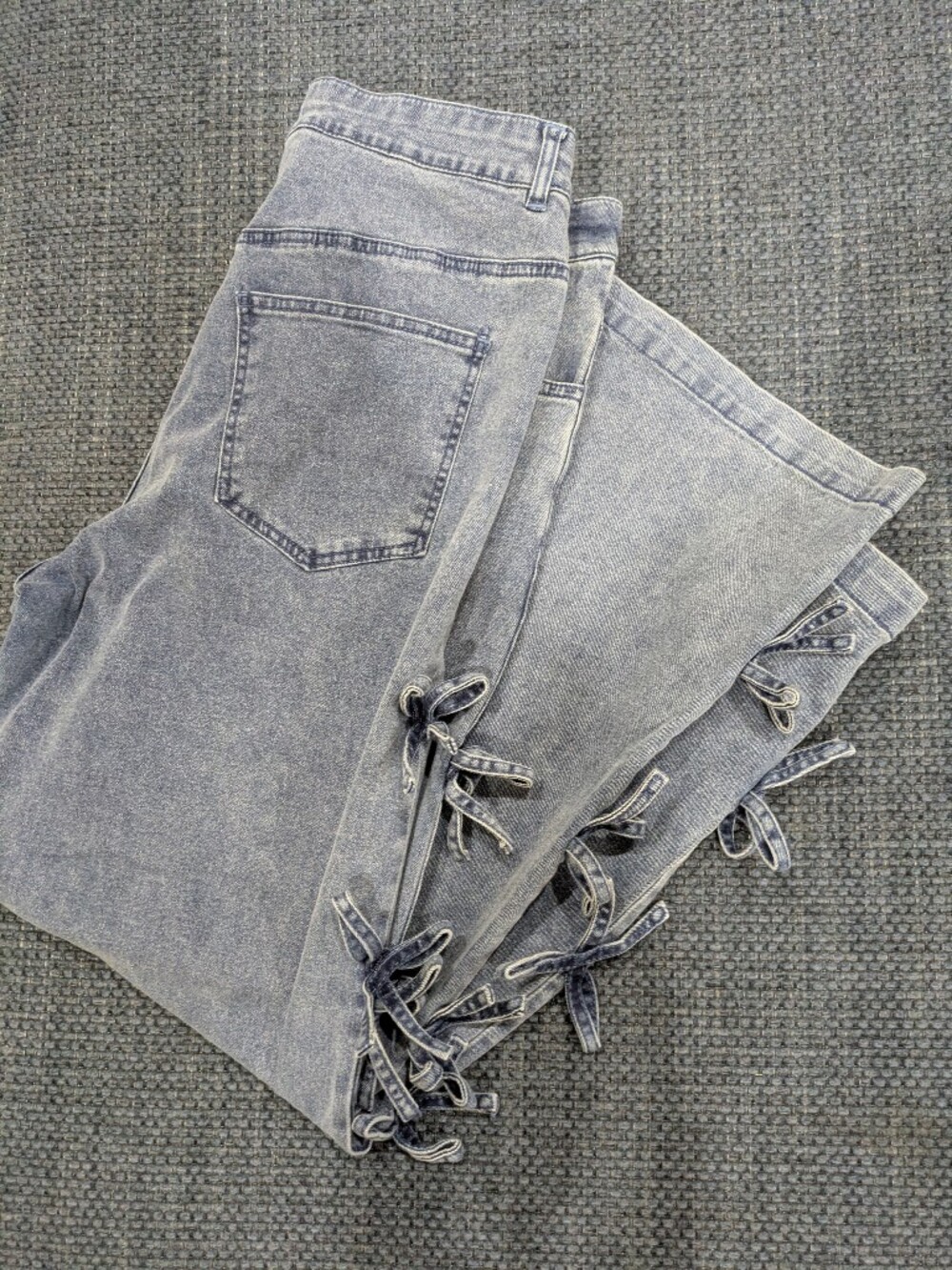entro Washed Gray Tie-Side Denim Overalls